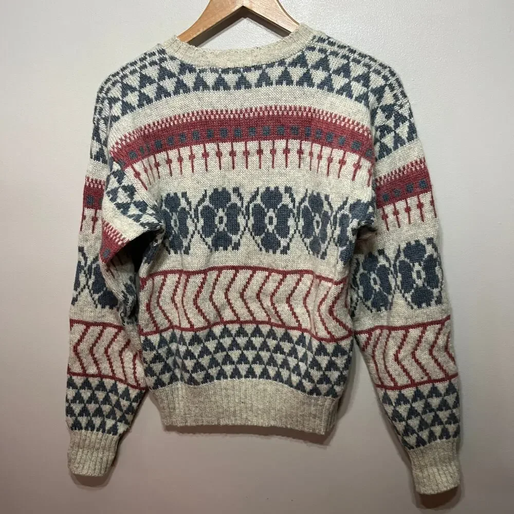Northern Isles Sweater VTG Nordic Shetland Wool Acrylic Gray Blue Pullover M